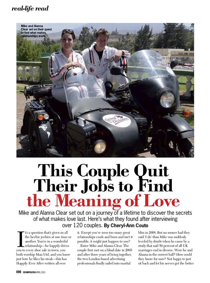 Cosmopolitan India: This couple quit their jobs to find the meaning of love