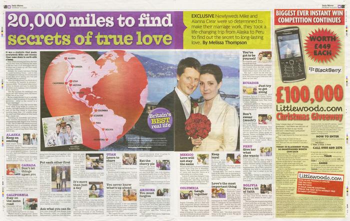 Daily Mirror: 20,000 miles to find secrets of true love